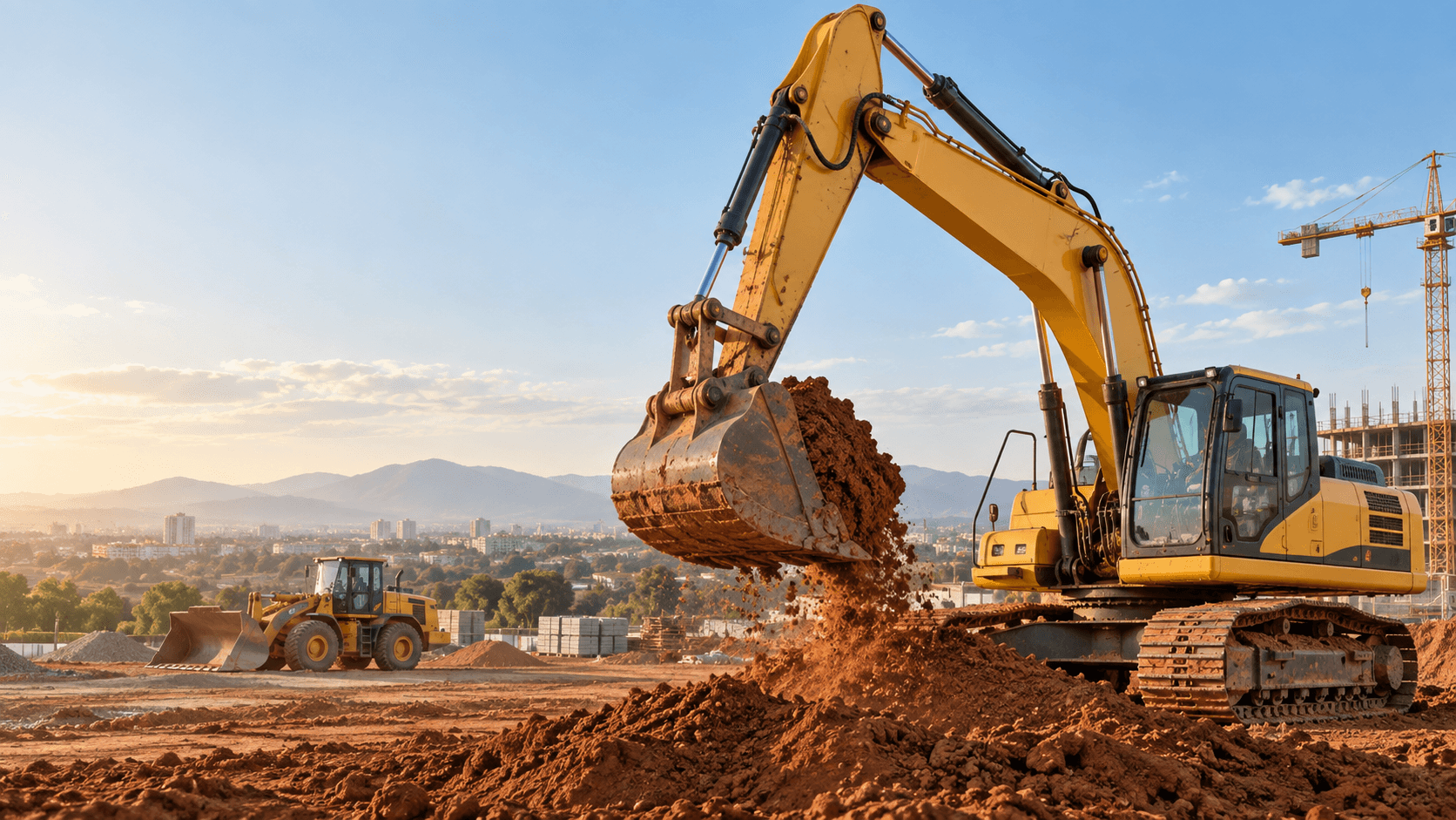 Excavator at a construction site near Nairobi